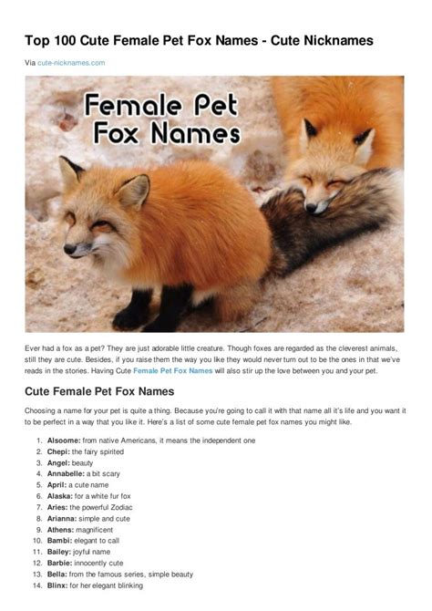 cute fox names female